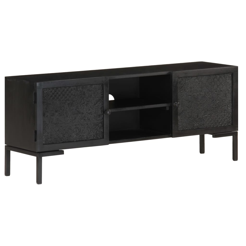 TV ormarić crni 115 x 30 x 46 cm od masivnog drva manga