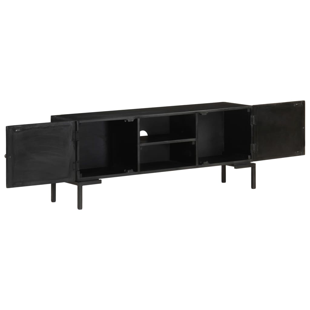 TV ormarić crni 115 x 30 x 46 cm od masivnog drva manga