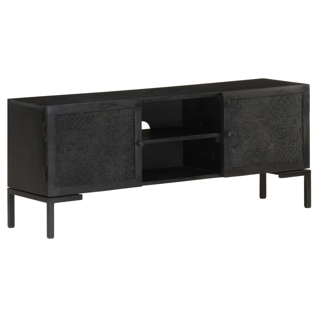 TV ormarić crni 115 x 30 x 46 cm od masivnog drva manga
