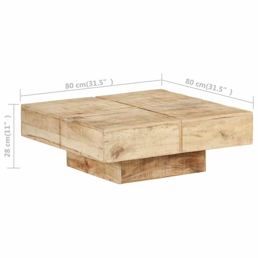 Stolić za kavu 80 x 80 x 28 cm od masivnog drva manga