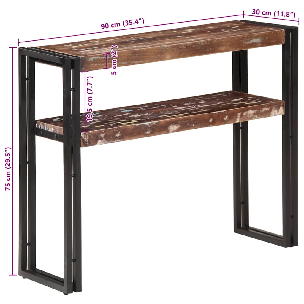 Konzolni stol 90 x 30 x 75 cm od masivnog obnovljenog drva