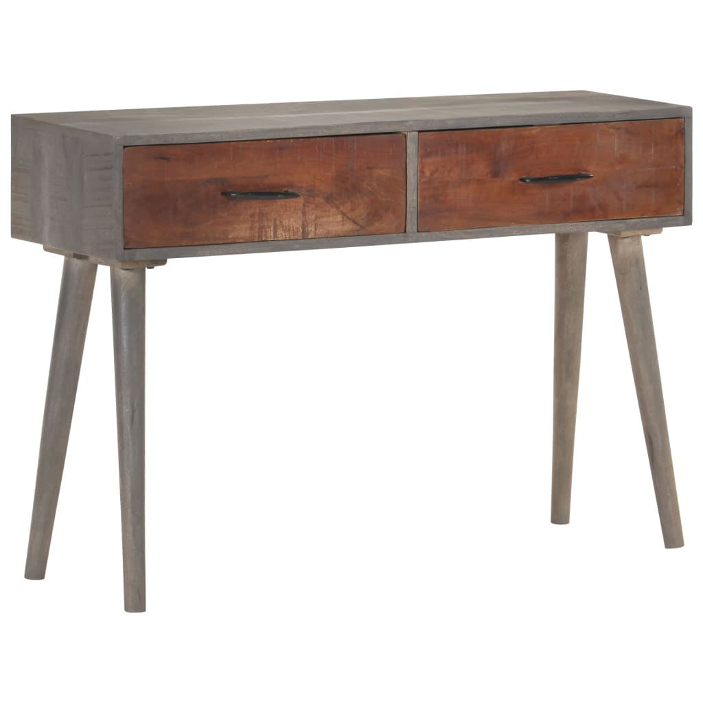 Konzolni stol sivi 110x35x75 cm od masivnog grubog drva manga