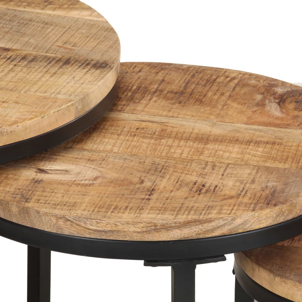 Bočni stolići 3 kom od grubog drva manga