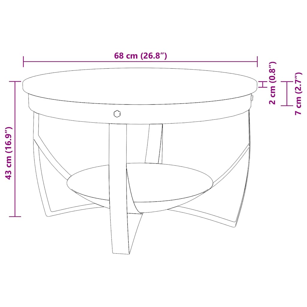 Stolić za kavu Ø 68 x 43 cm od masivnog bagremovog drva