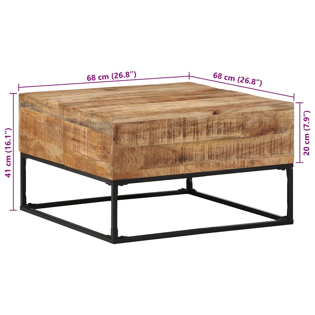 Stolić za kavu 68 x 68 x 41 cm od grubog drva manga
