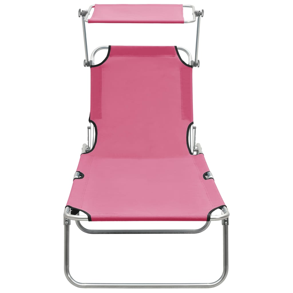 Sklopiva ležaljka za sunčanje s krovom čelična magenta roza