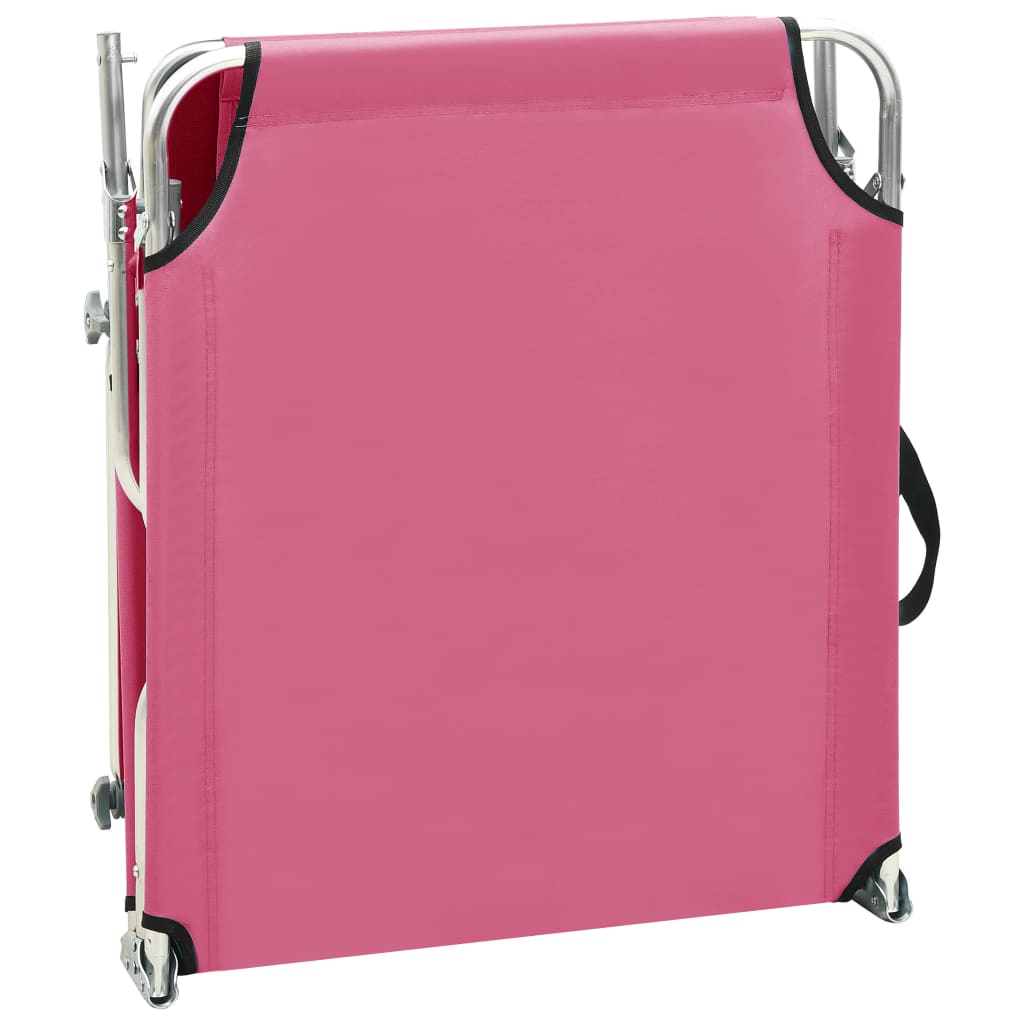 Sklopiva ležaljka za sunčanje s krovom čelična magenta roza