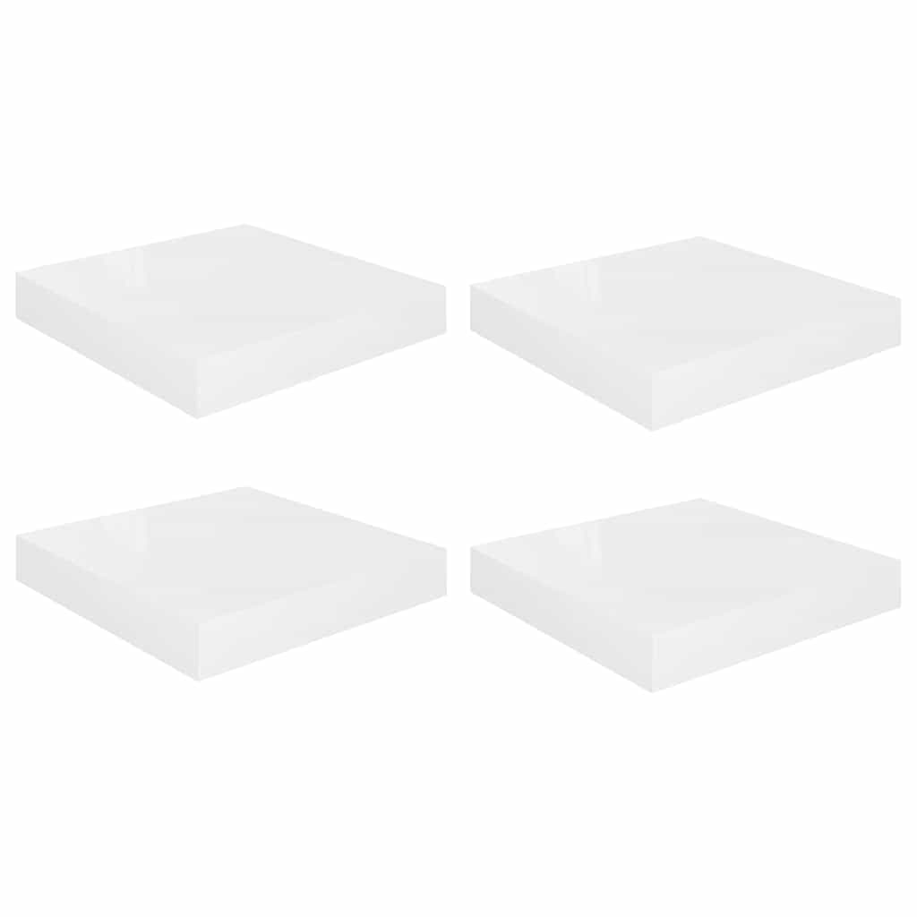 Plutajuće zidne police 4 kom sjajne bijele 23x23,5x3,8 cm MDF