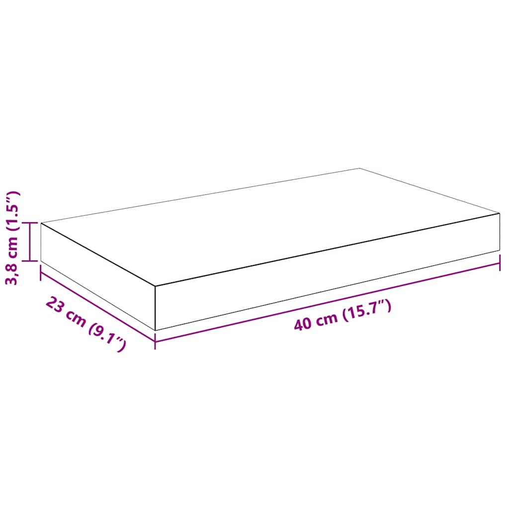 Plutajuća zidna polica visoki sjaj bijela 40 x 23 x 3,8 cm MDF