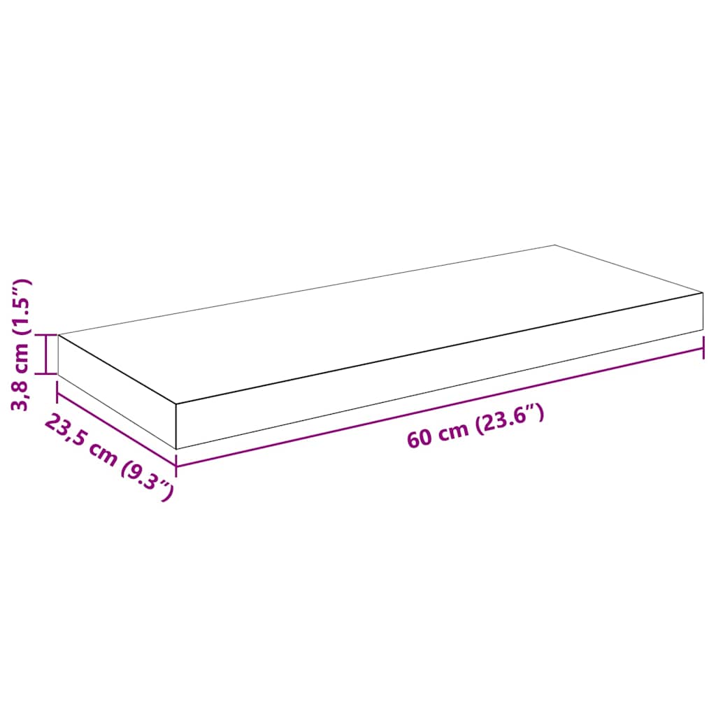 Plutajuća zidna polica visoki sjaj bijela 60x23,5x3,8 cm MDF