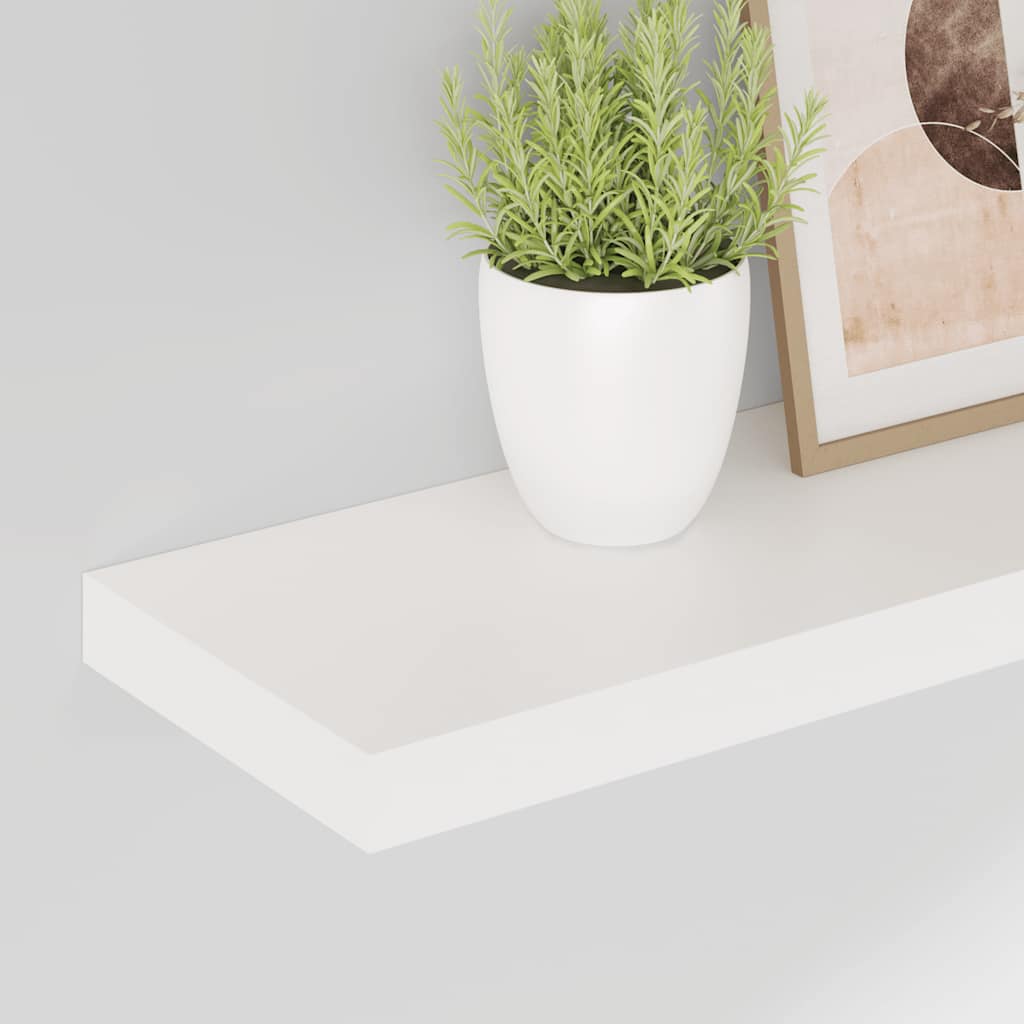 Plutajuće zidne police 2 kom sjajne bijele 80x23,5x3,8 cm MDF