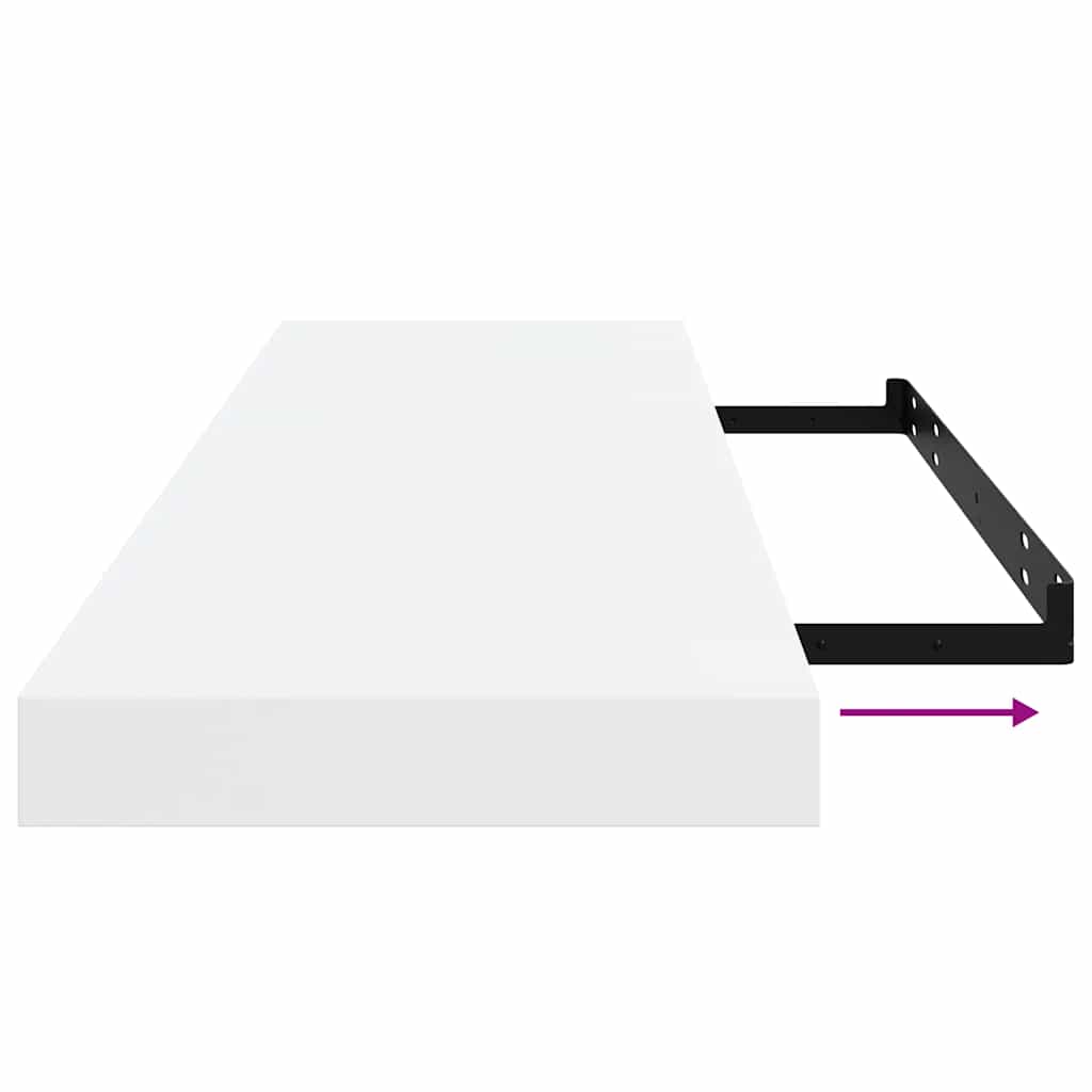 Plutajuće zidne police 2 kom sjajne bijele 80x23,5x3,8 cm MDF
