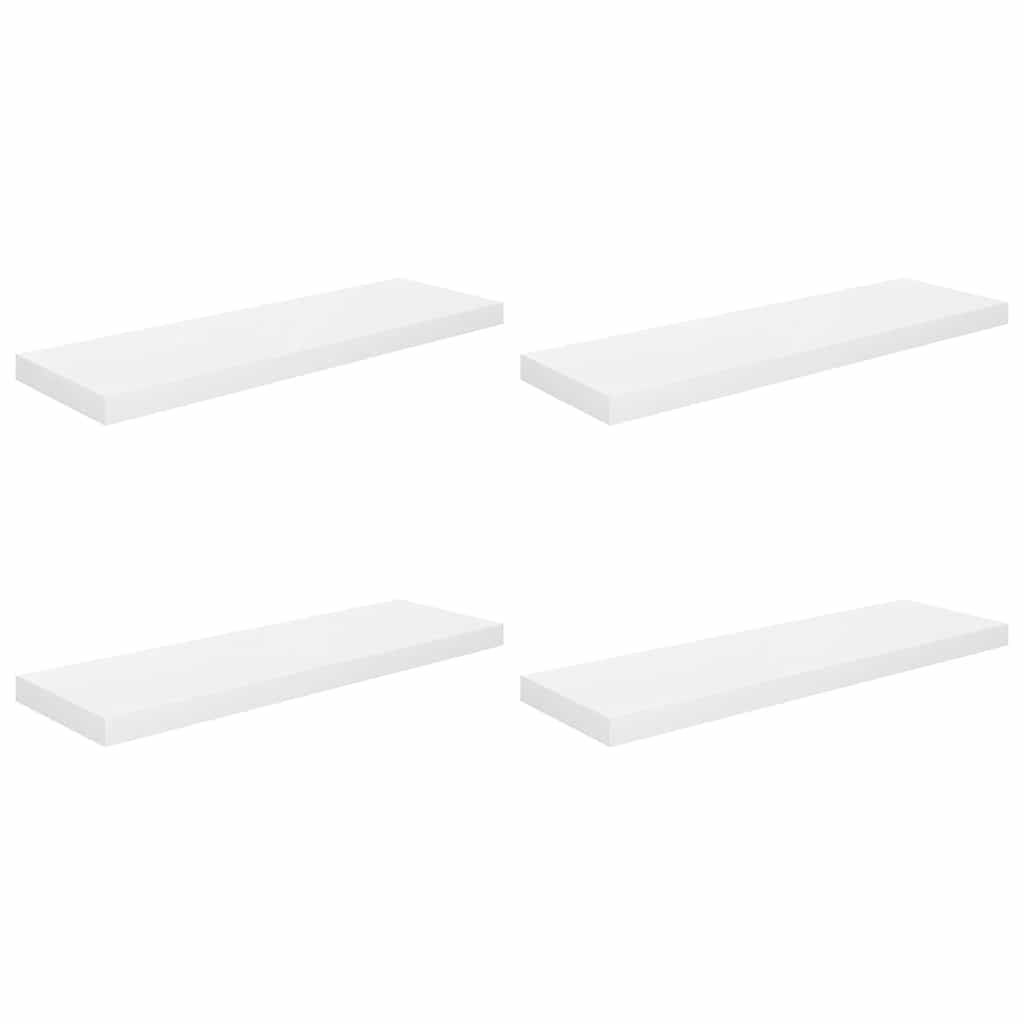 Plutajuće zidne police 4 kom sjajne bijele 80x23,5x3,8 cm MDF