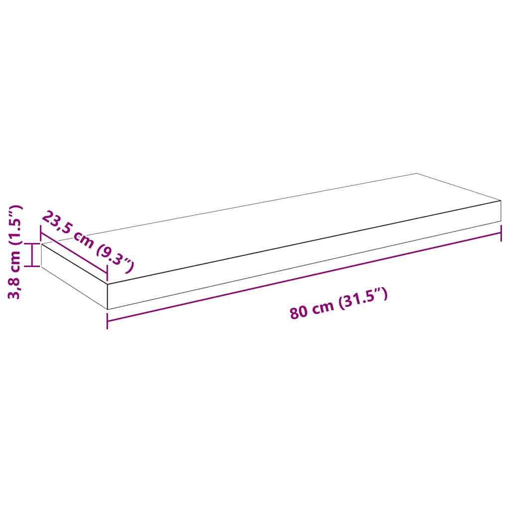 Plutajuće zidne police 4 kom sjajne bijele 80x23,5x3,8 cm MDF