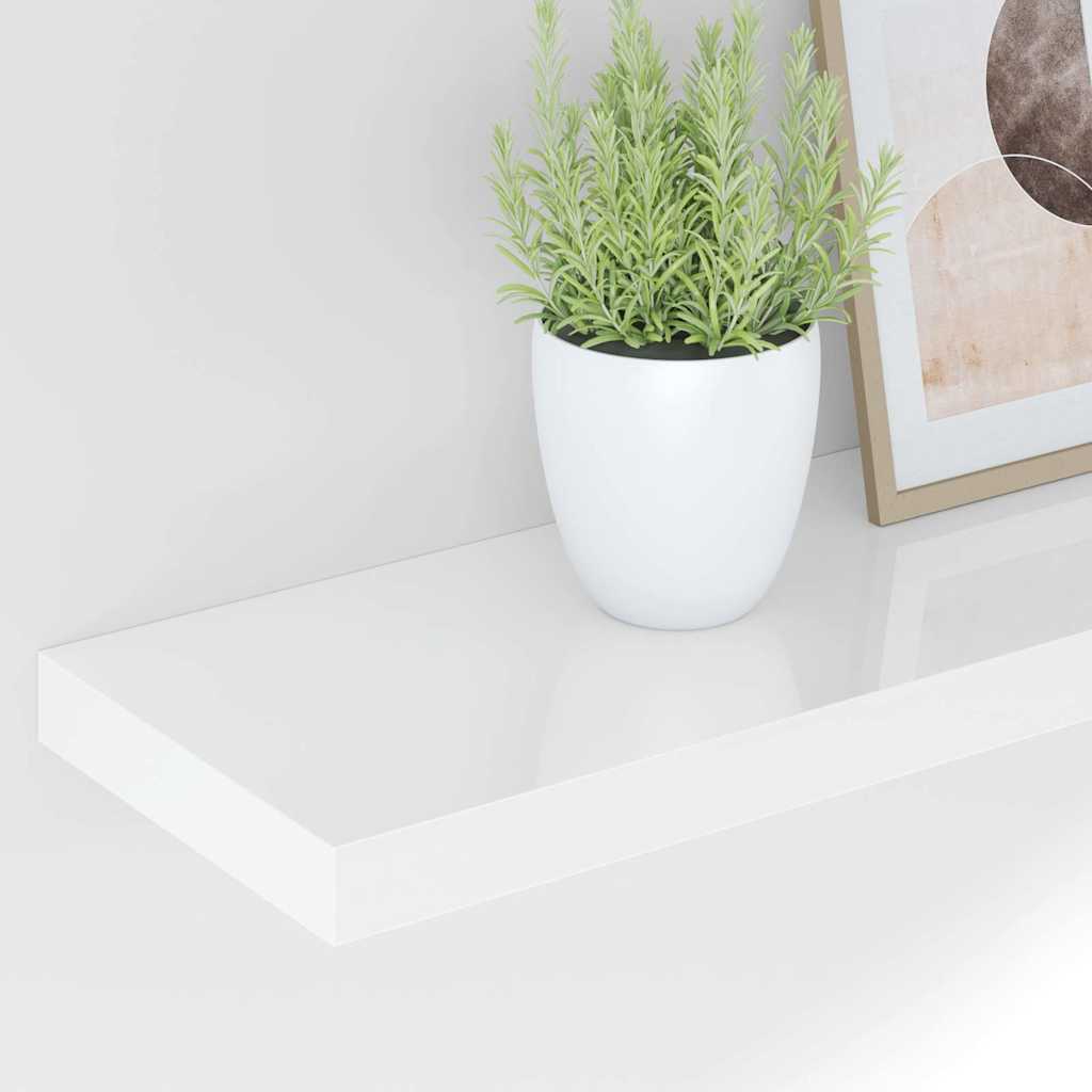 Plutajuće zidne police 4 kom sjajne bijele 80x23,5x3,8 cm MDF