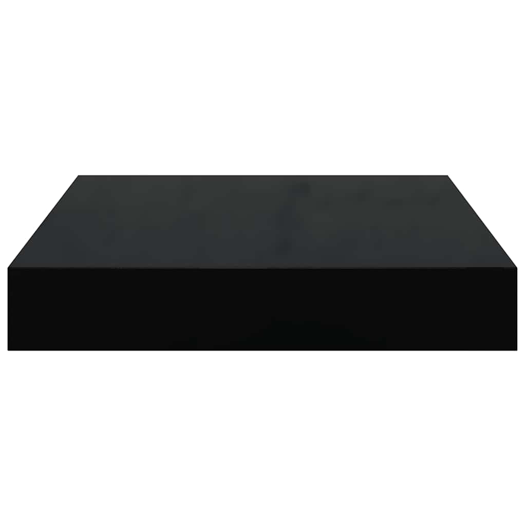 Plutajuća zidna polica visoki sjaj crna 23 x 23,5 x 3,8 cm MDF
