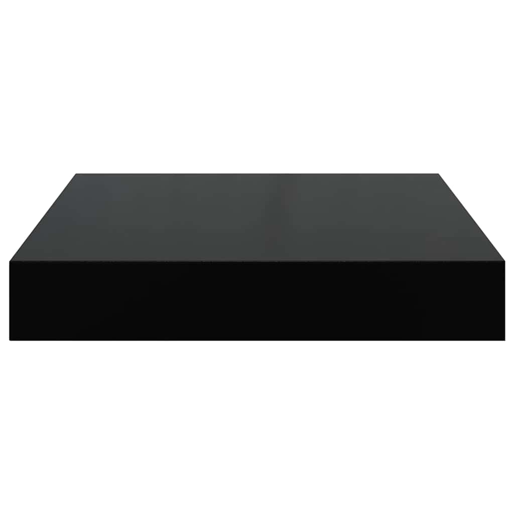 Plutajuća zidna polica visoki sjaj crna 23 x 23,5 x 3,8 cm MDF