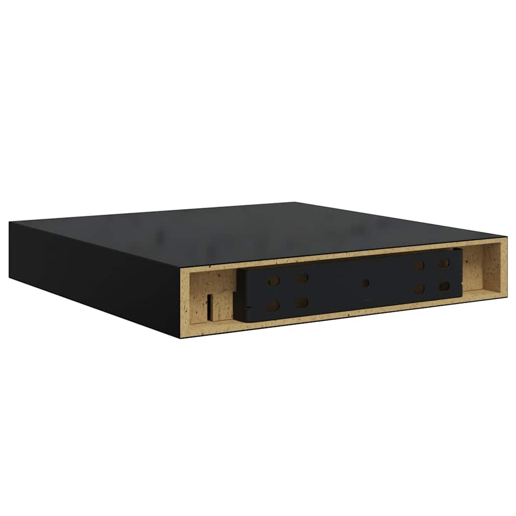 Plutajuća zidna polica visoki sjaj crna 23 x 23,5 x 3,8 cm MDF