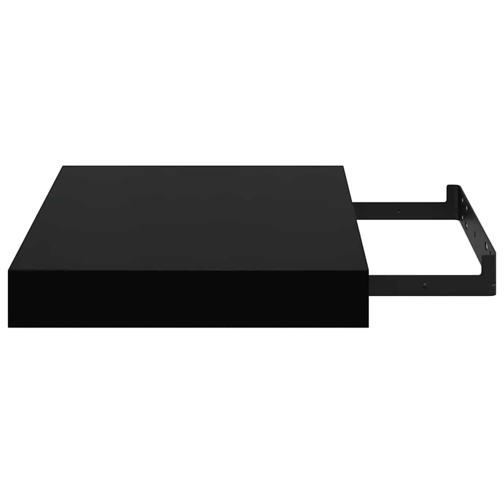 Plutajuće zidne police 2 kom sjajne crne 23 x 23,5 x 3,8 cm MDF
