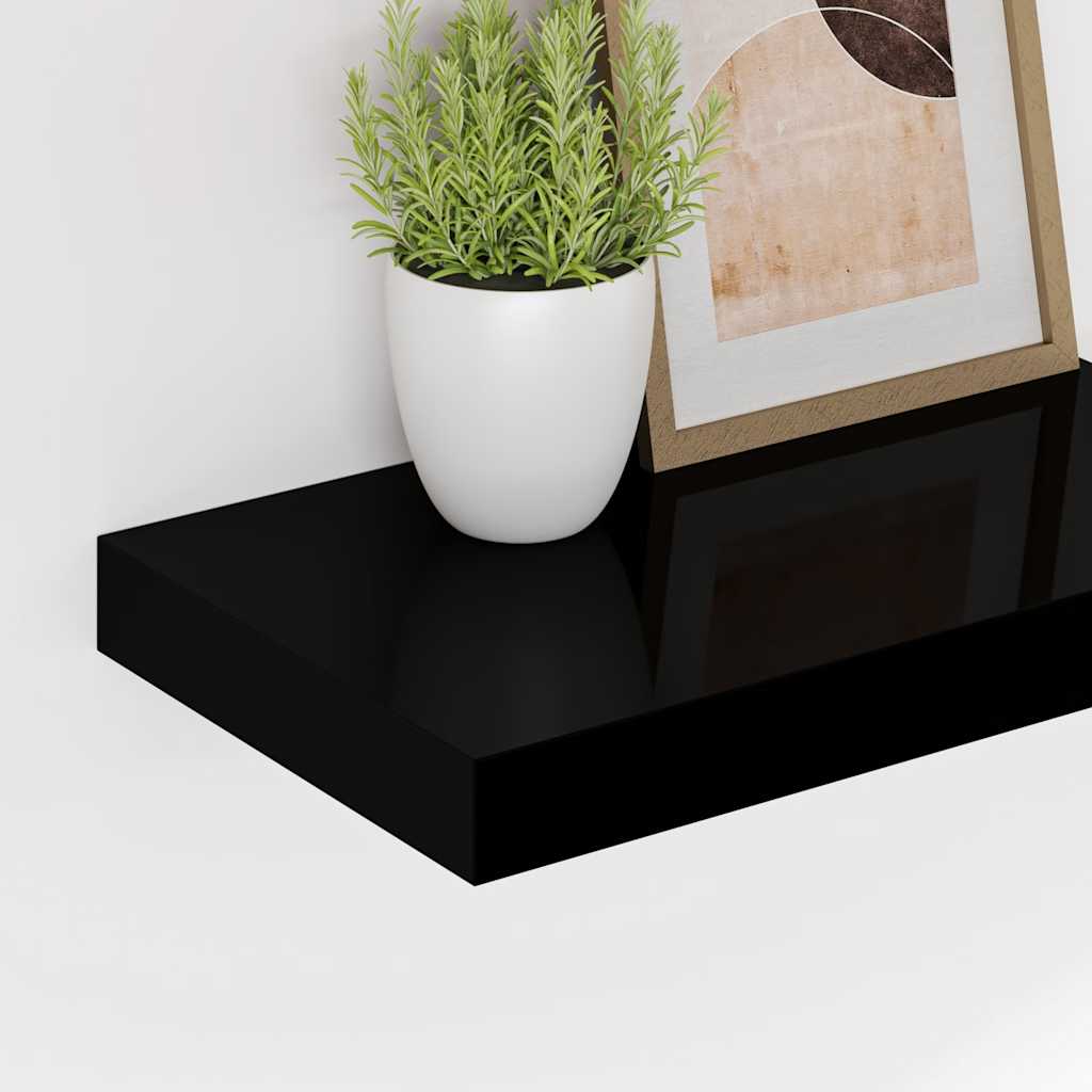 Plutajuća zidna polica visoki sjaj crna 40 x 23 x 3,8 cm MDF