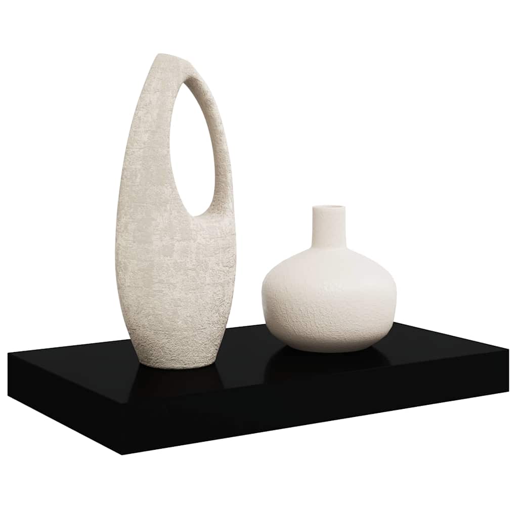 Plutajuća zidna polica visoki sjaj crna 40 x 23 x 3,8 cm MDF