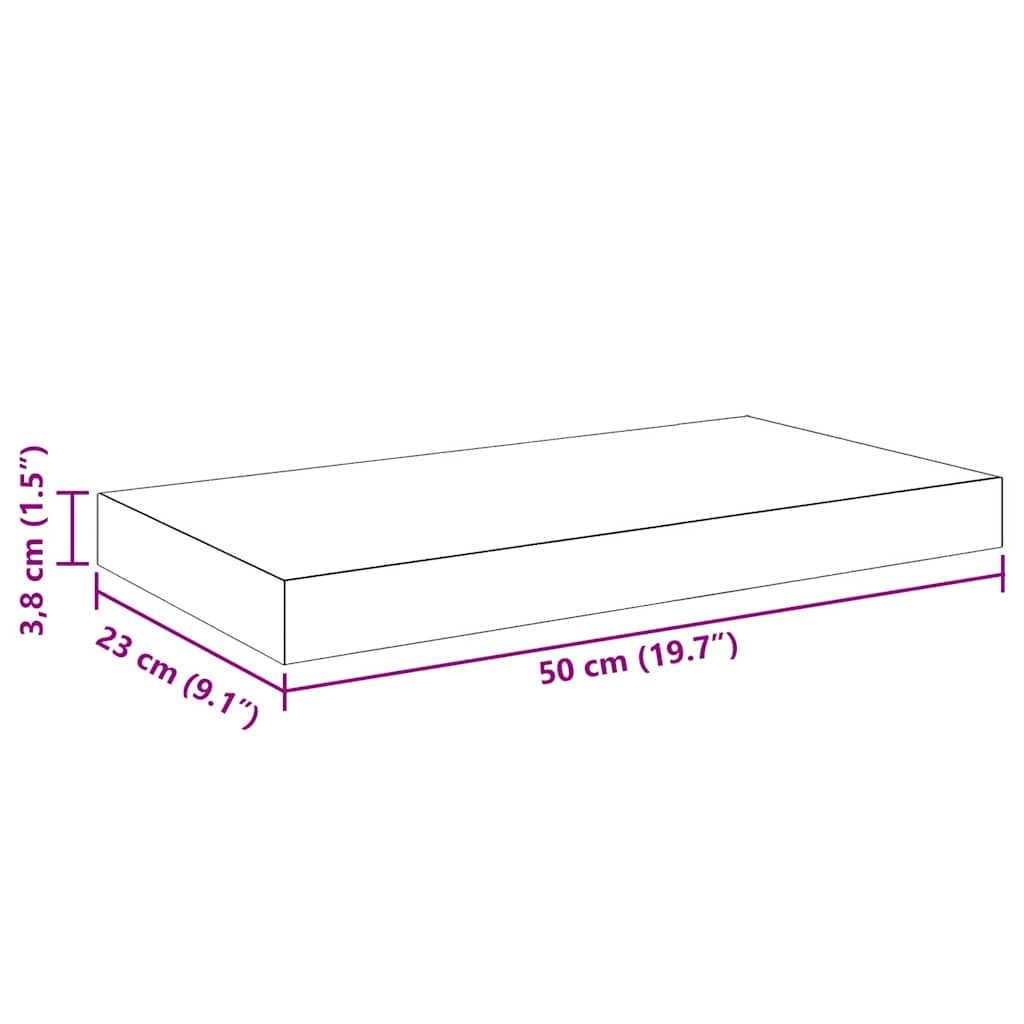 Plutajuće zidne police 4 kom sjajne crne 50 x 23 x 3,8 cm MDF