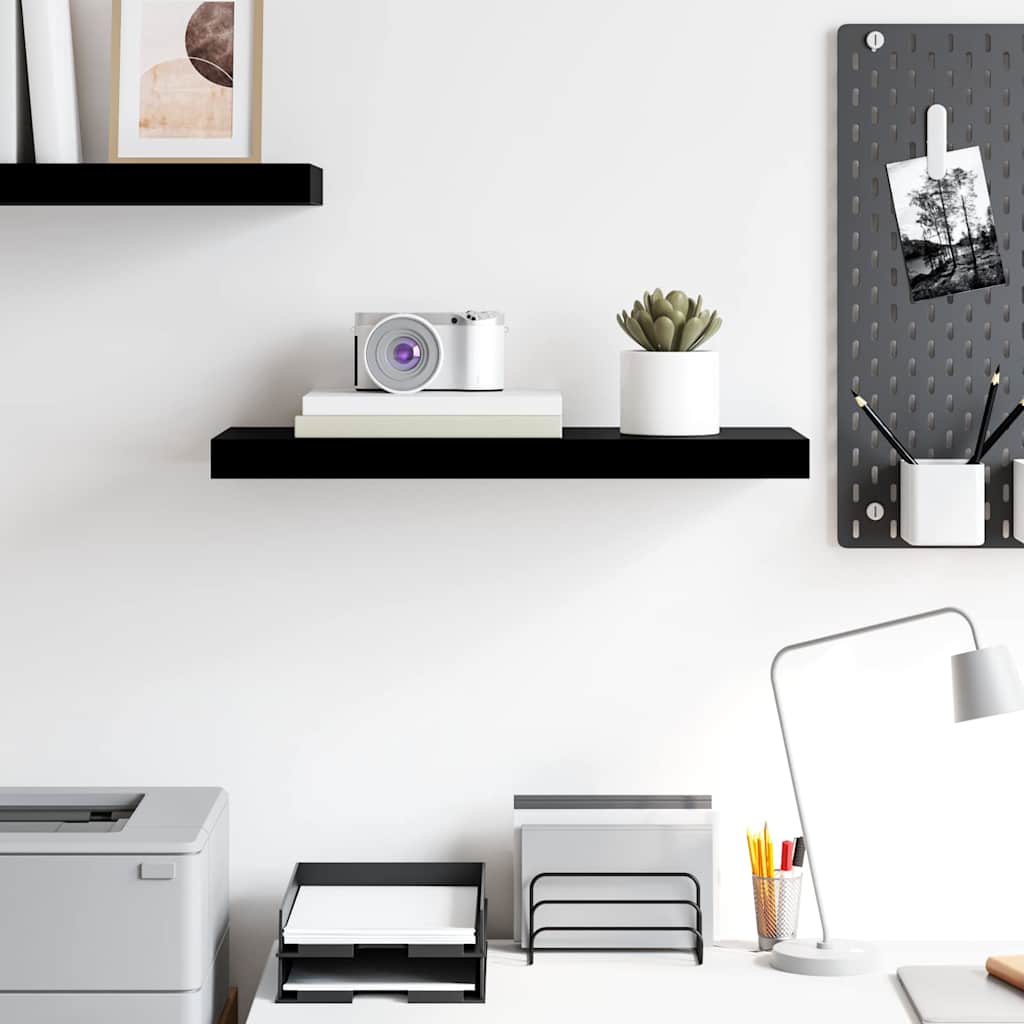 Plutajuća zidna polica visoki sjaj crna 60 x 23,5 x 3,8 cm MDF