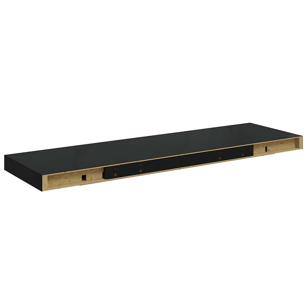 Plutajuća zidna polica visoki sjaj crna 80 x 23,5 x 3,8 cm MDF