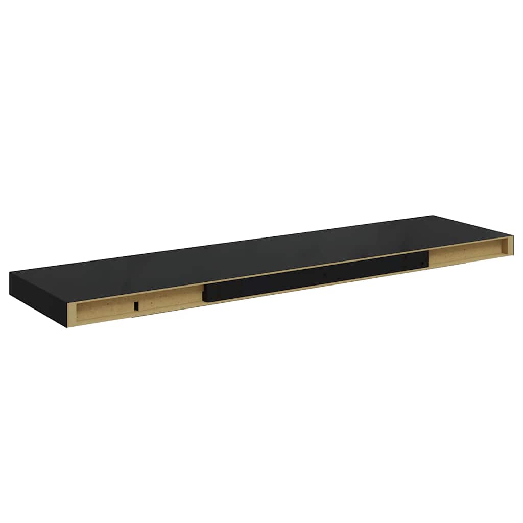 Plutajuće zidne police 4 kom sjajne crne 90 x 23,5 x 3,8 cm MDF