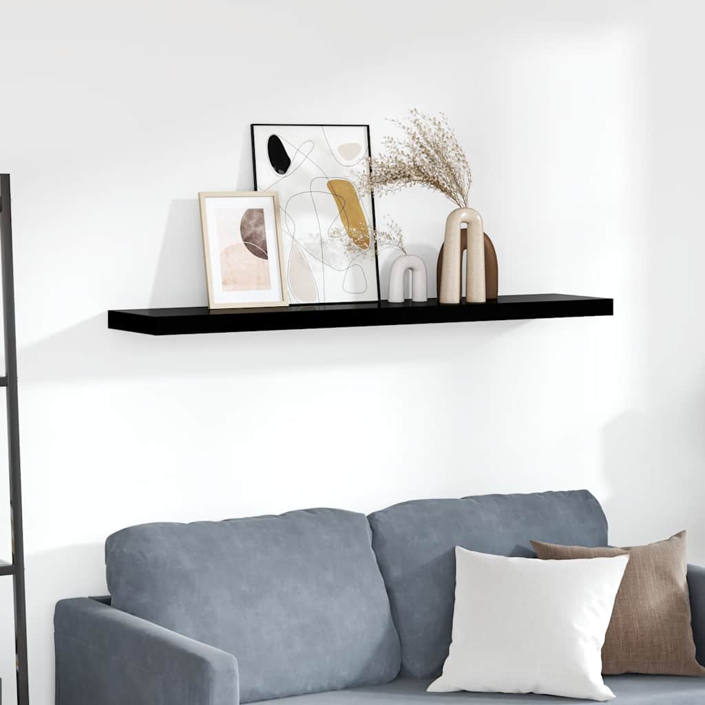 Plutajuća zidna polica visoki sjaj crna 120 x 23,5 x 3,8 cm MDF