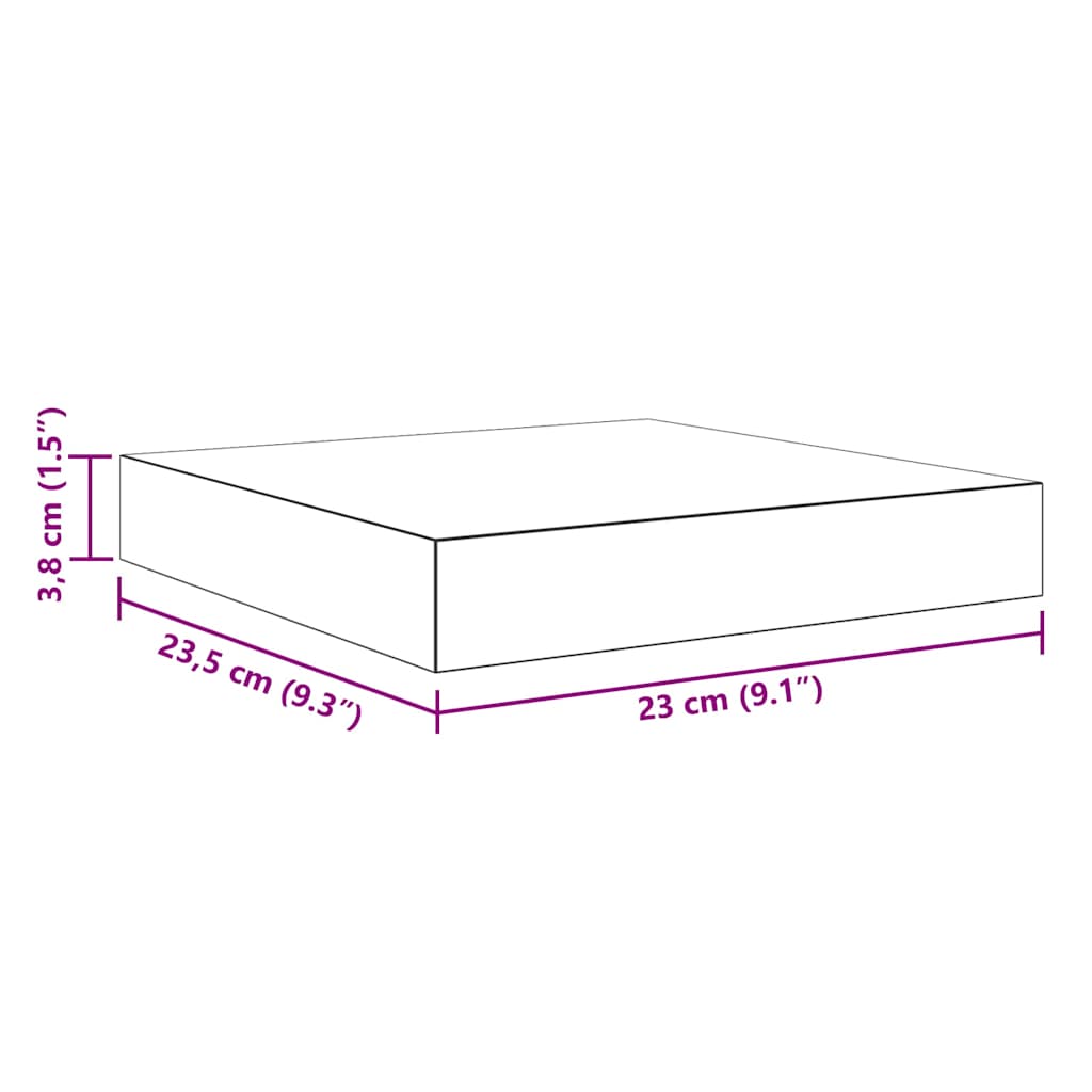 Plutajuća zidna polica visoki sjaj siva 23 x 23,5 x 3,8 cm MDF