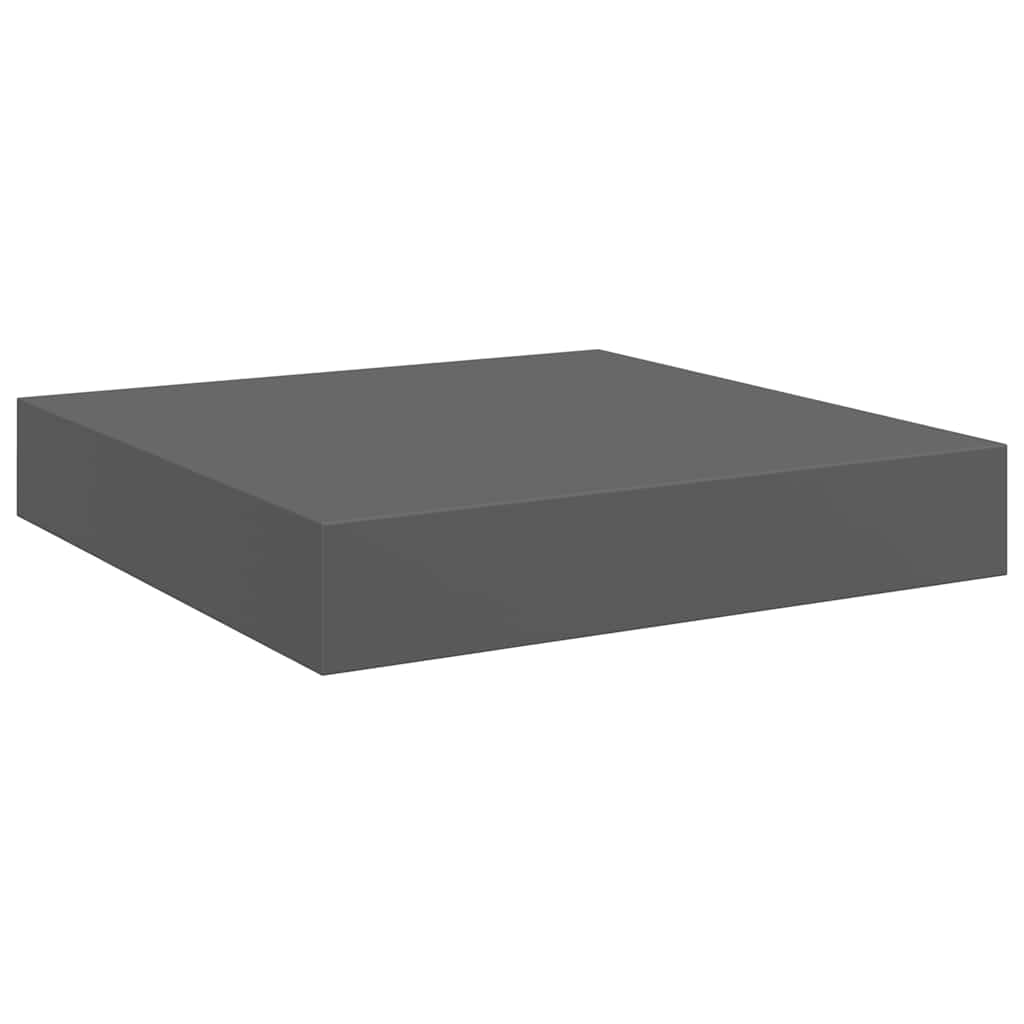 Plutajuće zidne police 2 kom sjajne sive 23 x 23,5 x 3,8 cm MDF