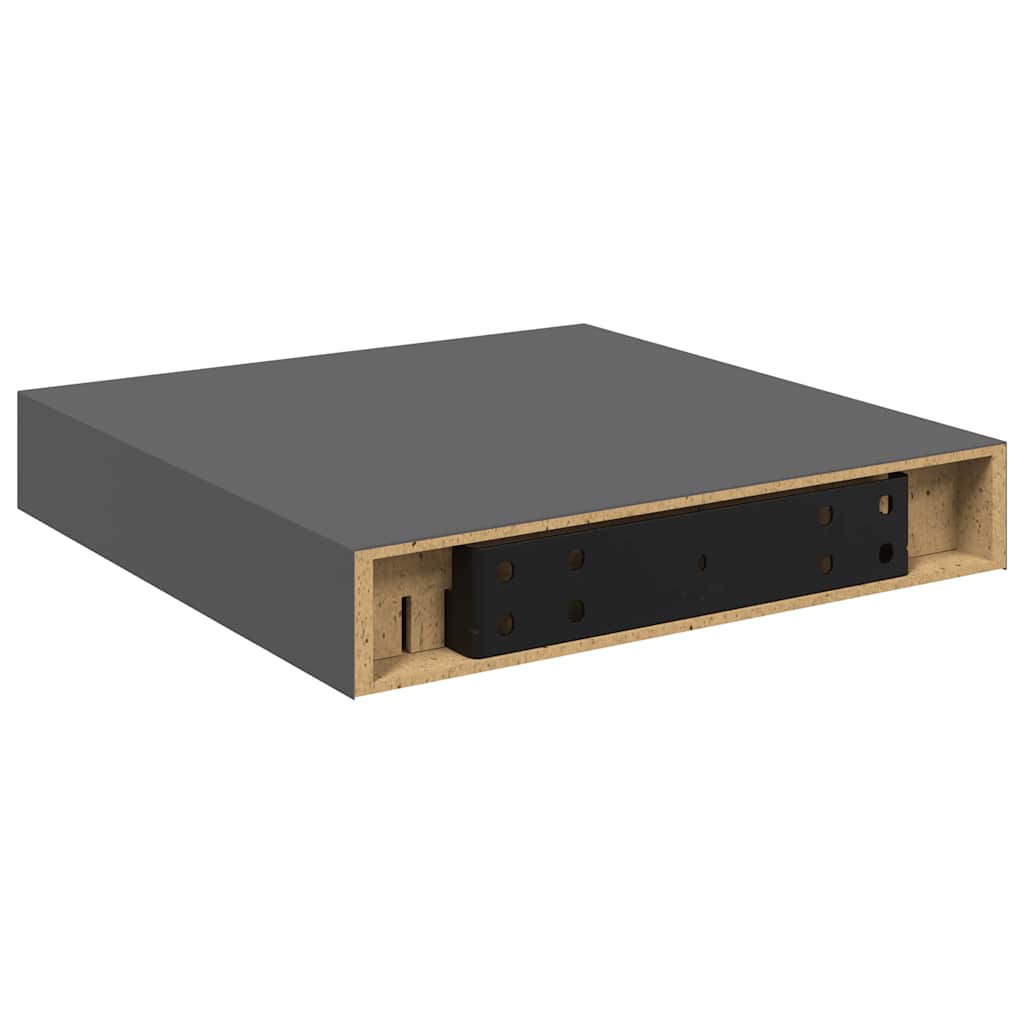 Plutajuće zidne police 4 kom sjajne sive 23 x 23,5 x 3,8 cm MDF