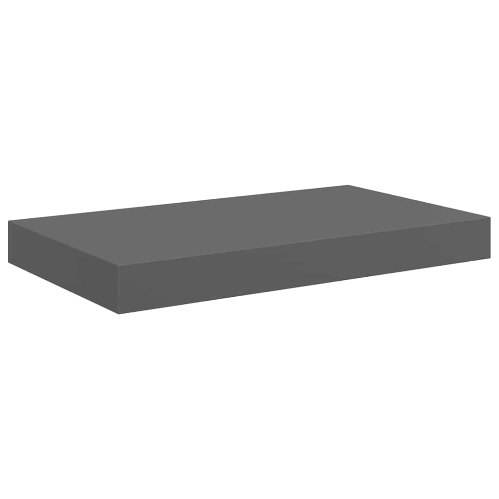 Plutajuća zidna polica visoki sjaj siva 40 x 23 x 3,8 cm MDF