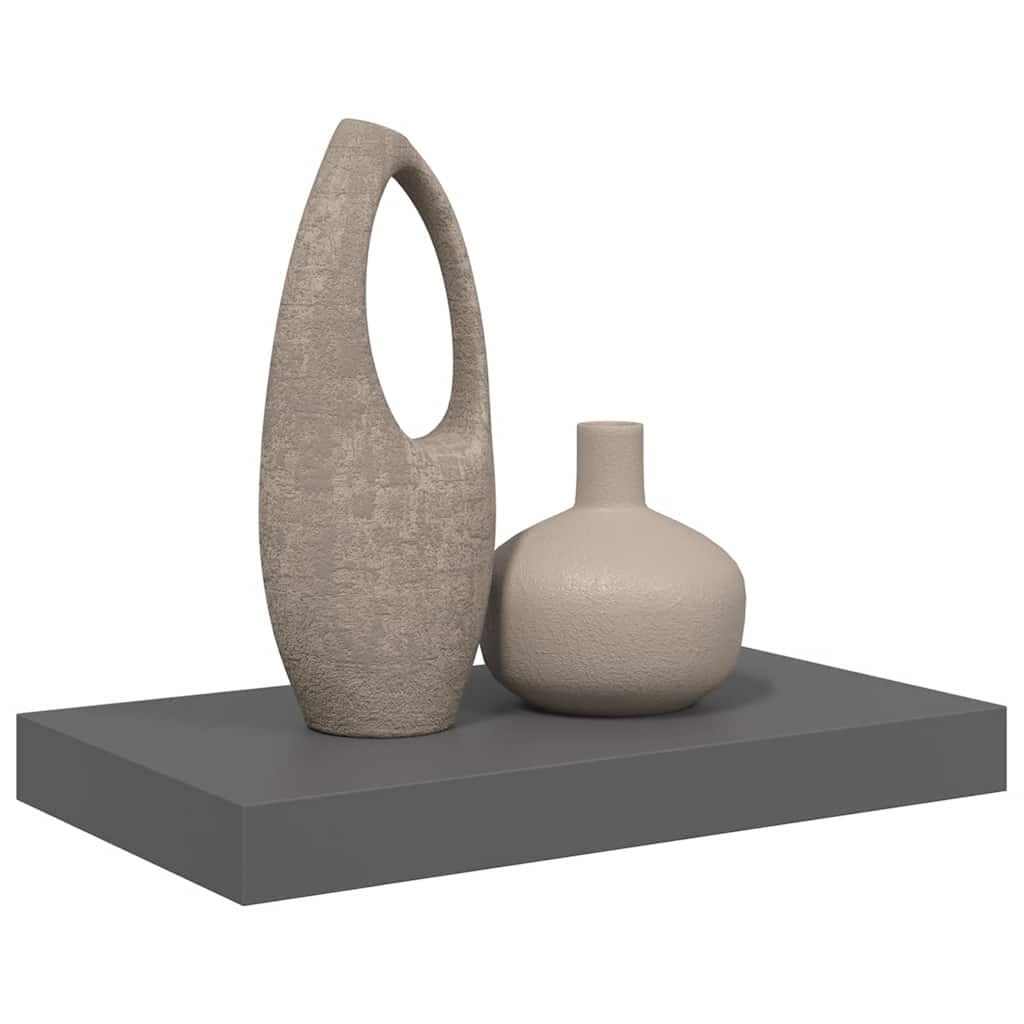 Plutajuća zidna polica visoki sjaj siva 40 x 23 x 3,8 cm MDF