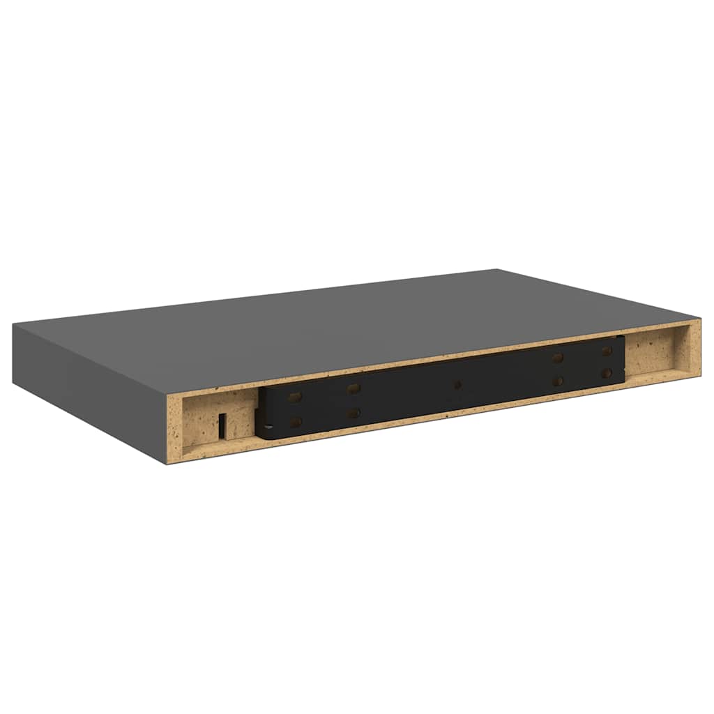 Plutajuća zidna polica visoki sjaj siva 40 x 23 x 3,8 cm MDF