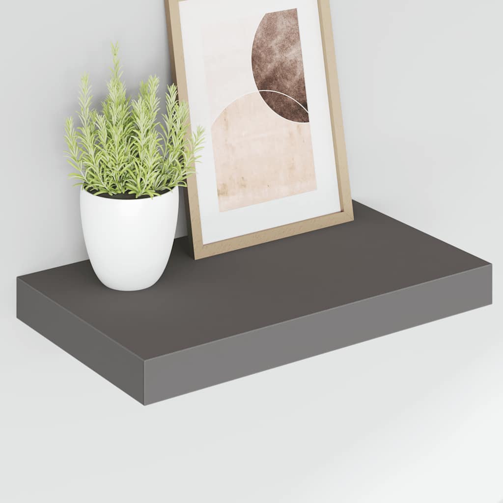 Plutajuće zidne police 4 kom sjajne sive 40 x 23 x 3,8 cm MDF