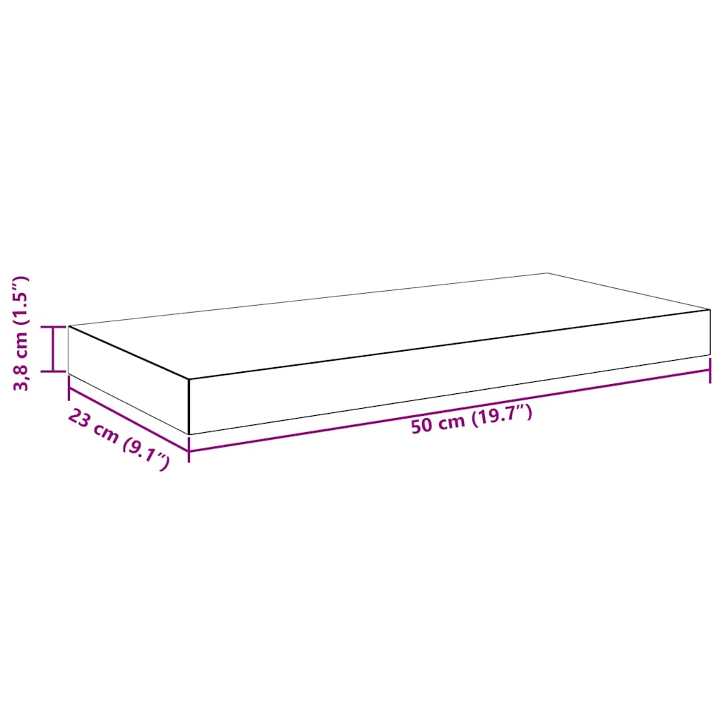 Plutajuća zidna polica visoki sjaj siva 50 x 23 x 3,8 cm MDF