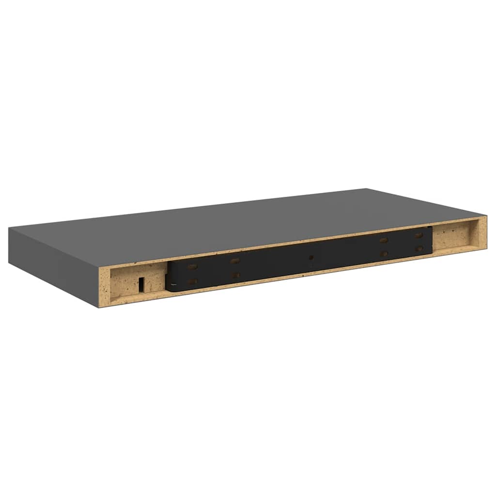Plutajuće zidne police 2 kom sjajne sive 50 x 23 x 3,8 cm MDF