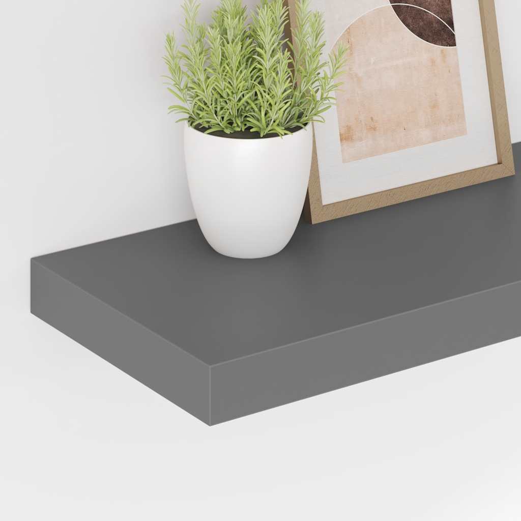 Plutajuće zidne police 4 kom sjajne sive 50 x 23 x 3,8 cm MDF