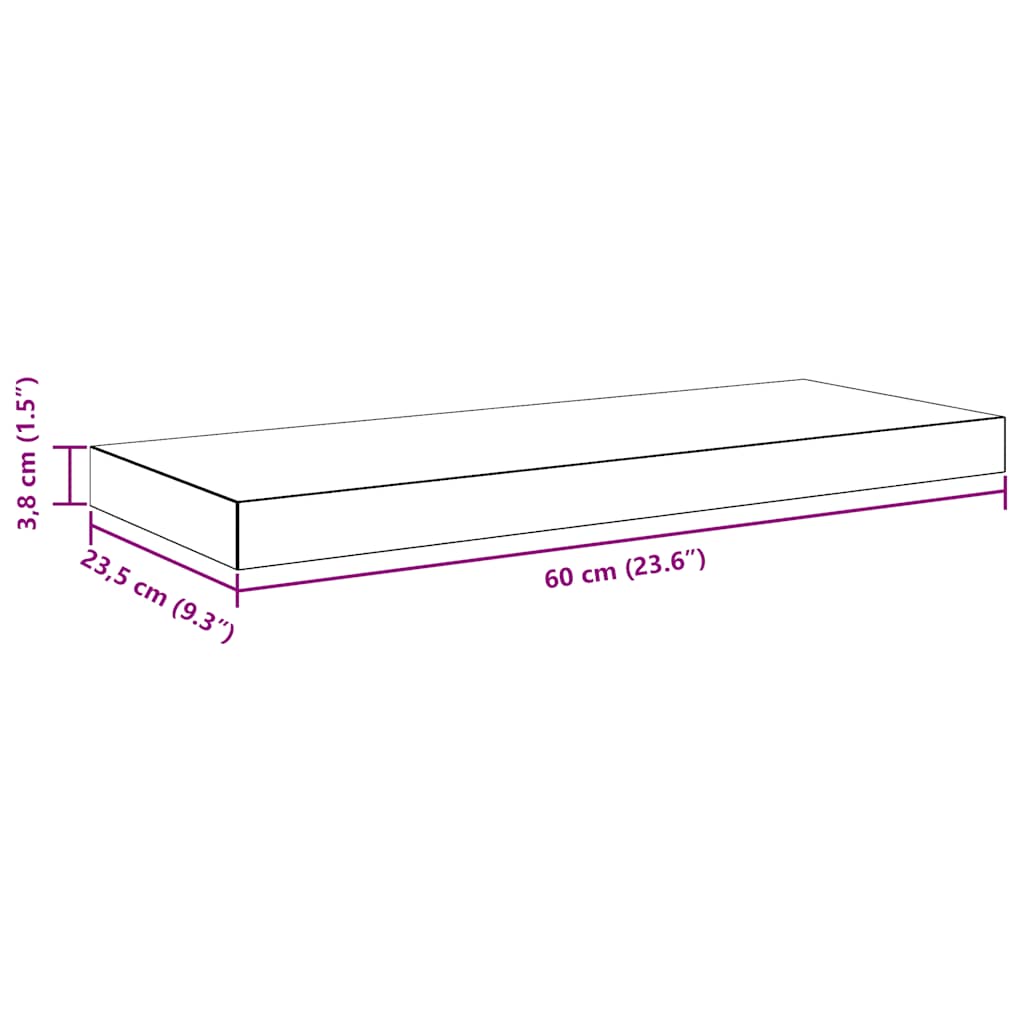 Plutajuće zidne police 4 kom sjajne sive 60 x 23,5 x 3,8 cm MDF