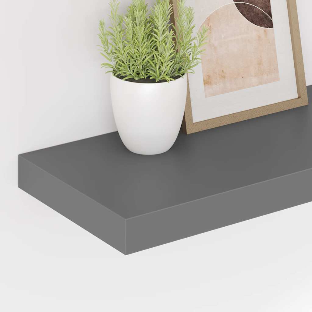 Plutajuće zidne police 4 kom sjajne sive 60 x 23,5 x 3,8 cm MDF