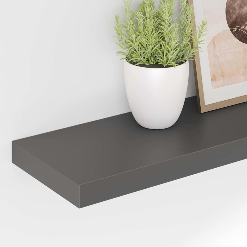 Plutajuća zidna polica visoki sjaj siva 80 x 23,5 x 3,8 cm MDF