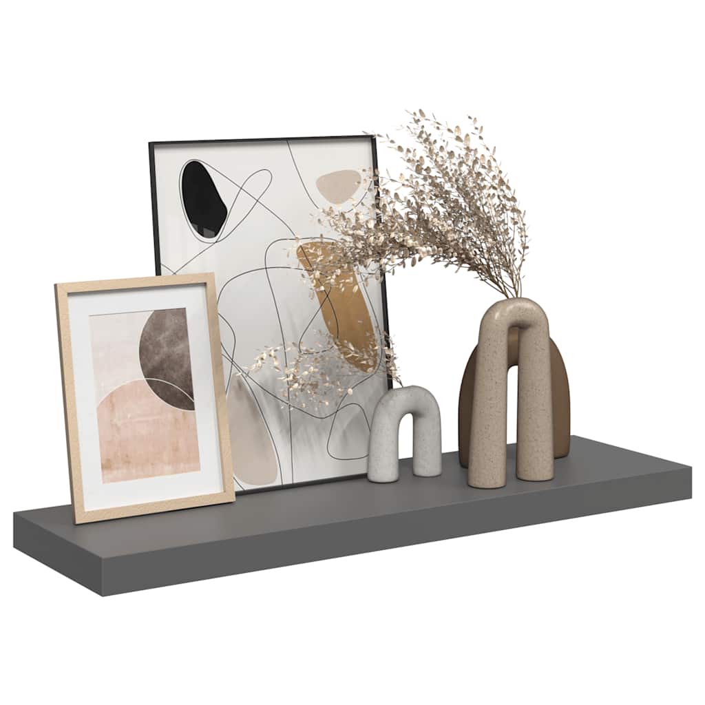 Plutajuća zidna polica visoki sjaj siva 80 x 23,5 x 3,8 cm MDF