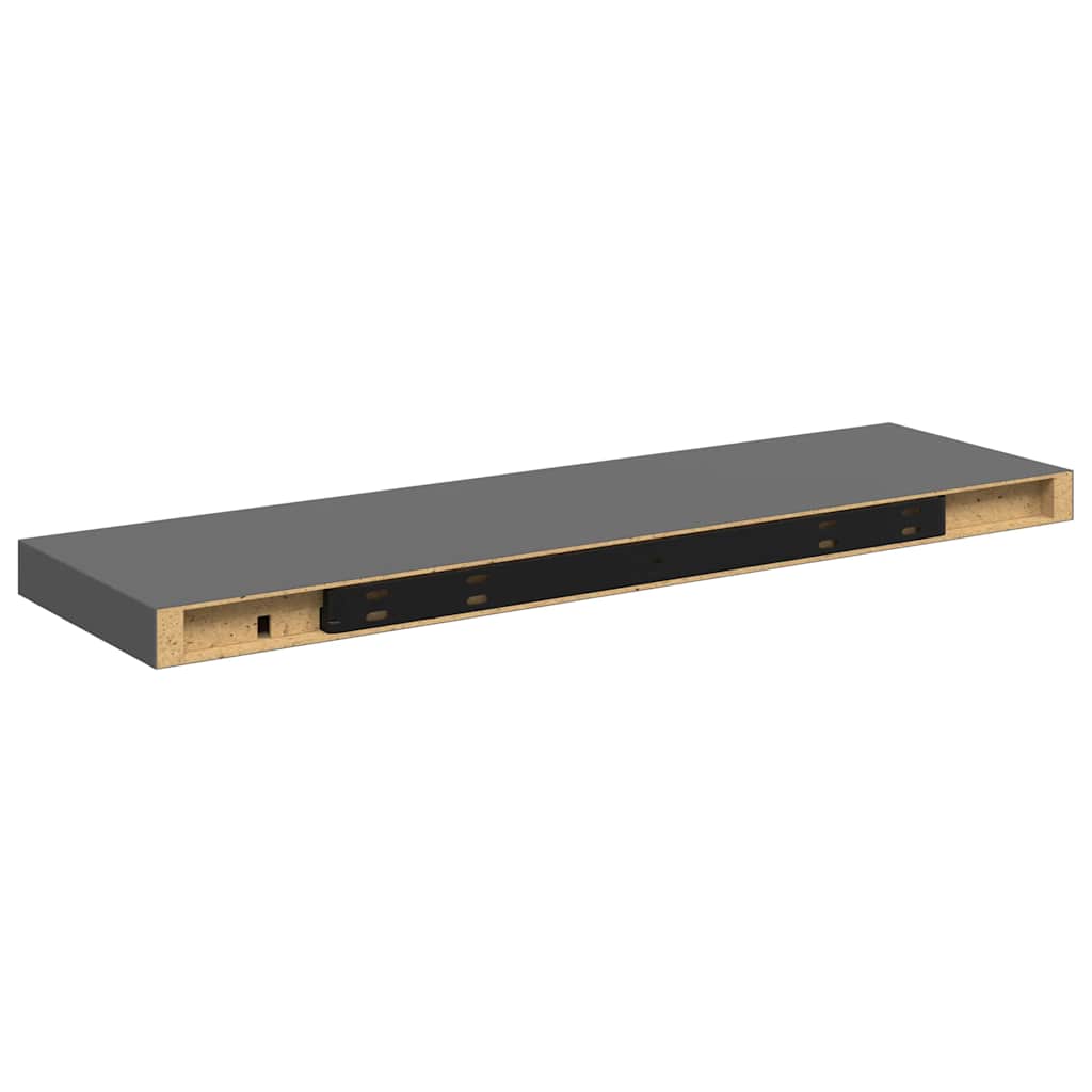 Plutajuća zidna polica visoki sjaj siva 80 x 23,5 x 3,8 cm MDF