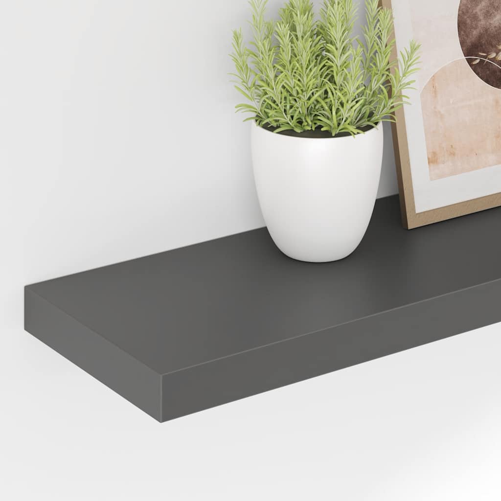 Plutajuće zidne police 2 kom sjajne sive 80 x 23,5 x 3,8 cm MDF