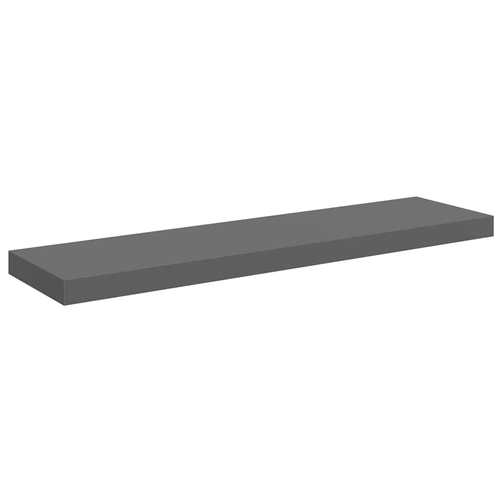 Plutajuća zidna polica visoki sjaj siva 90 x 23,5 x 3,8 cm MDF