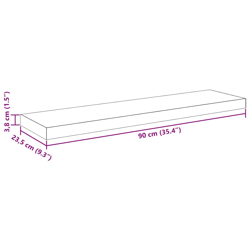Plutajuće zidne police 4 kom sjajne sive 90 x 23,5 x 3,8 cm MDF