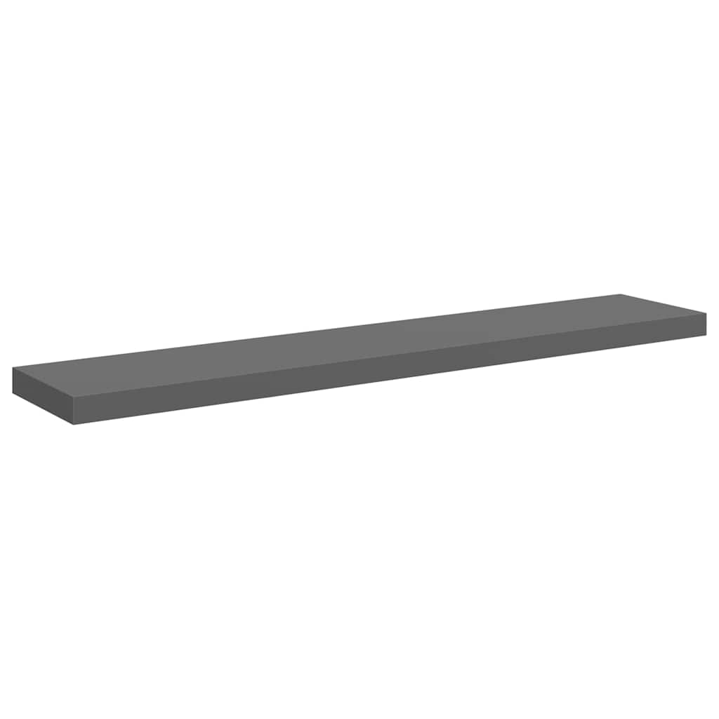 Plutajuća zidna polica visoki sjaj siva 120 x 23,5 x 3,8 cm MDF