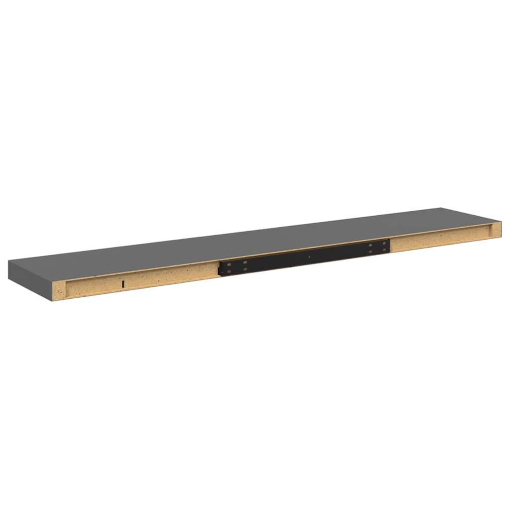 Plutajuća zidna polica visoki sjaj siva 120 x 23,5 x 3,8 cm MDF